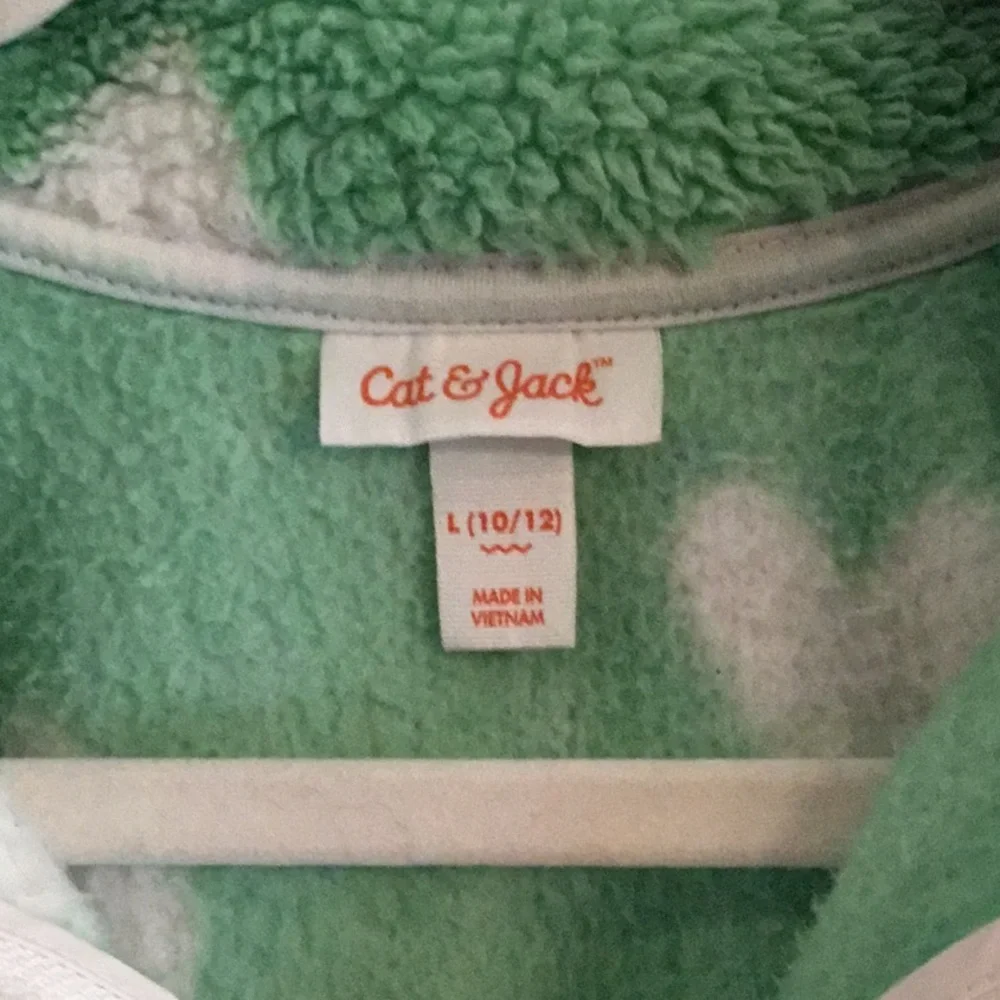 Cat & Jack Girls Mint Green Heart Fleece - Picture 7 of 7